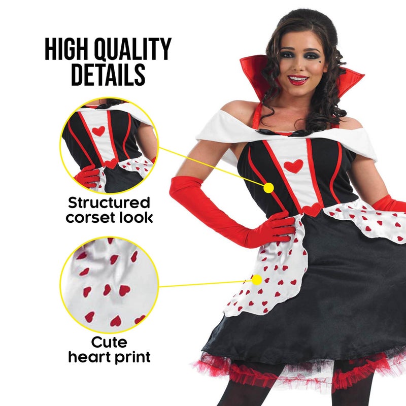 fun shack Queen of Hearts Costume for Women, Red Queen Outfit, Heart Costume for Adults,womens halloween costumes, Large - Image 5